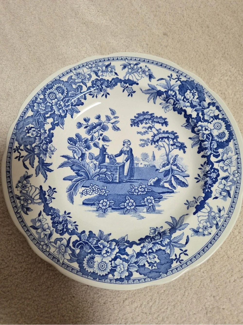 Spode Blue and White Transferware Dinner Plates - Scenic Pattern